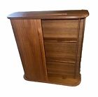 Vintage Mid-Century Eppco Teak Wood Shelf Tambour Cabinet