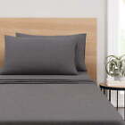 Extra Soft Adult Jersey Bed Sheet Set, Queen, Charcoal, 4 Pieces