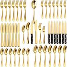 Tribal Cooking 49 Piece Gold Silverware Set - Service for 8 - Stainless Steel