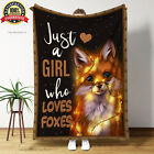 Just A Girl Who Loves Foxes Fleece Blanket, Gift For Birthday, Holiday