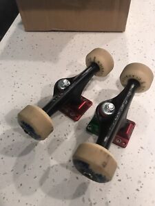 Gullwing Skateboard Trucks Red To Green and Spitfire Wheels.