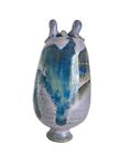 Handmade Pottery Hummingbird Feeder Lavender & Blue Drip Glaze Stoneware 6.5 In.