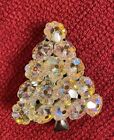 Vintage Christmas Tree Brooch Mid Century Iridescent