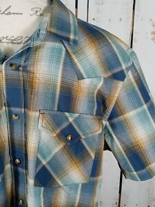 Pendleton Frontier Shirt Mens XL 48 Short Sleeve Pearl Snap Plaid Western Wear