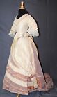 VICTORIAN TWO PIECE TRAINED BUSTLE SILK GOWN, 1870s