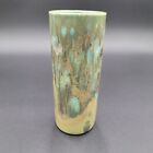 Monterey Jade California Pottery Vase Green Cylinder Tumbler Signed 6.25