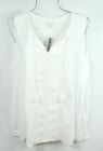 Lucky Brand Womens Shirt 3X Pleaded White Embroidered lace Tassel Tie top Blouse