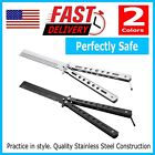Butterfly Balisong Trainer Training Comb Knife Tool Metal Practice Black Silver
