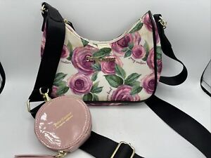 JUICY COUTURE GARDEN FLORAL CREAM ROSE IN LOVE CROSSBODY BAG AIRPOD CASE POUCH