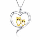 Fashion Silver Gold Owl Zircon Lover Pendant Necklace For Women Jewelry Girlfrie