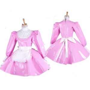 Pink PVC sissy maid lockable dress cosplay tailor-made #