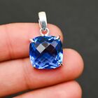 Solid 925 Sterling Silver Tanzanite Cushion Cut Statement Pendant For Her H1063