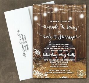 Rustic Country Barn Wedding Invitations Bridal Shower Card Personalized Qty 25