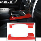 Interior Front Cup Holder Side Panel Trim Cover for Dodge Ram 1500 2015-2017 Red