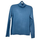 Magaschoni Cashmere Womens Slate Blue turtleneck Sweater Medium Soft Lightweight
