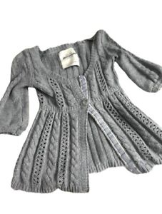 vintage grey Abercrombie and Fitch Babydoll Cardigan Y2K, women’s size small