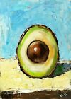 Original Oil Painting Food Still Life Avocado Art Impressionism Signed