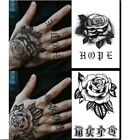 Temporary Tattoo For Hand Letter Mandala Rose Art Sticker For Men Women 2 Sheets