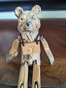 Vintage N W Pals Wooden Hinged Bear Shelf Sitter Figurine