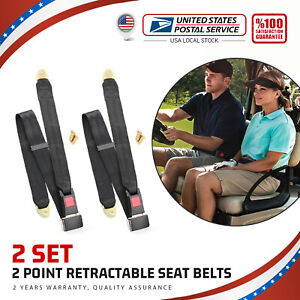 New Listing2Pc Universal Lap Seat Belt 2 Point Adjustable Safety Seat Belt for Go/Golf Cart