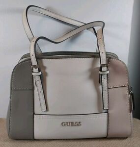 Guess Huntley Cali Satchel Tri Color Gray White Pink Bag Double Handle