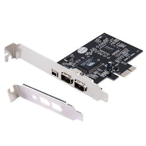 PCIE PCI-E Firewire IEEE 1394 2+1 3 Port Card Work With Windows 7 32/64 New