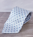 Men's IKE Behar Tie Light Blue Polka Dotted & Plaid 100% Silk