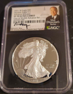 2021 W T-1 NGC PF70 UC ADVANCE RELEASES MOY MINT DIRECTOR SERIES SILVER EAGLE $1