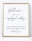 Unplugged Wedding Sign For Wedding Welcome To Our Unplugged Wedding White Sign W