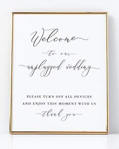 Unplugged Wedding Sign For Wedding Welcome To Our Unplugged Wedding White Sign W