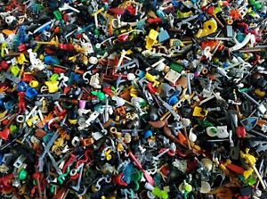 LEGO Minifigure Accessories Lot of 100 Random Tools, Bulk, Backpacks, Weapons