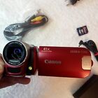 Canon Legria FS 306 camcord-red,tested,charging,memory card,cord,battery