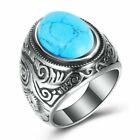 Vintage Native Indian Mens Oval Turquoise Ring Stainless Steel Size 7-15 Gift
