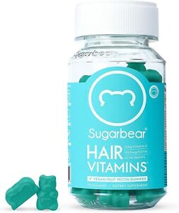 Sugar Bear Hair Vitamins Veg Gummies Extra Strength Biotin, 75 Count Exp 02/2025