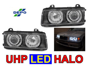 92-99 BMW E36 UHP LED ANGEL HALO P36 HEADLIGHTS M3 + PnP wire + AE wire kit (For: BMW)