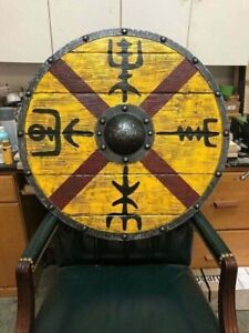 Medieval Warrior Round Shield Wooden Viking Round Armor Shield Replica Gift Item