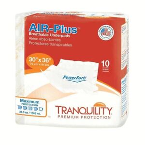 Tranquility Air-Plus Powersorb, Incontinence Underpads, 10pads/bag