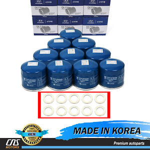 GENUINE Engine Oil Filters & Washers 10PACK for Hyundai Kia OEM 2630035505⭐⭐⭐⭐⭐