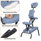 Portable Tattoo Massage Chair PU Leather Folding Table Salon Facial Spa Pad Blue