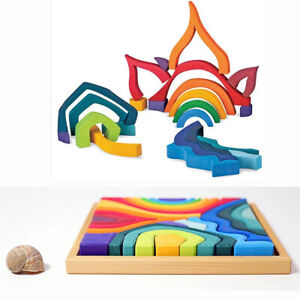 Rainbow 'Four Elements X-Large Building Blocks, Geometric Educational Wooden Toy