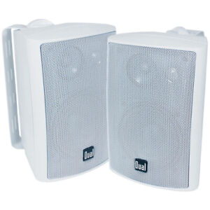 Dual 3-Way Wired Indoor/Outdoor White Speakers (PAIR)