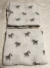 Lot of 2 Amazing Baby Muslin Swaddle Blankets Zebra 100% Cotton White & Black