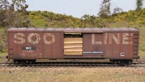 Wisconsin Central WC Custom Built/Weathered HO Scale 50' Woodchip Boxcar- Ex-Soo