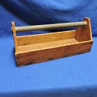 Vintage Rustic Wooden Carpenters Tool Box w Pipe Handle Carrying Case Homemade