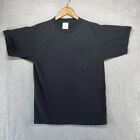 Vintage Blank Shirt Men's Medium Black Pocket Single Stitch Grunge USA Made 90s