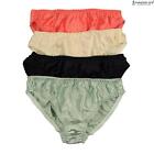 Silk Womens Bikini Panties w/ Cotton Crotch Lot 4 Pairs in One Pack