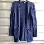 cabi xs cardigan m knit long blue confetti oversized open front womens ag