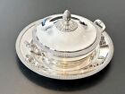CHRISTOFLE MALMAISON SILVER PLATED BOWEL W/LID AND ITS SERVING PLATTER