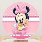 Round Minnie Mouse Backdrop Girls Birthday Party Photo Background Supplies