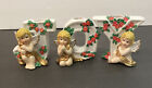 Vintage JOY Christmas Candle Holders Ceramic 3 Piece Letters 3.5”